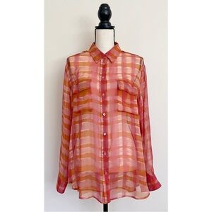 Equipment Silk Chiffon Button Down Long Sleeve Blouse